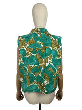 Load image into Gallery viewer, Original 1950's Turquoise, Brown and Ivory Abstract Print Sleeveless Top - Bust 40 42 *
