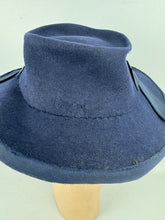 Load image into Gallery viewer, Original 1940's Midnight Blue Felt Tilt Hat with Grosgrain Trim