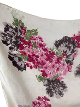 Load image into Gallery viewer, Original 1940's 1950’s Jacqmar Pure Silk Scarf with Pretty Floral Print in Pink, Green and Brown on a Yellow Base