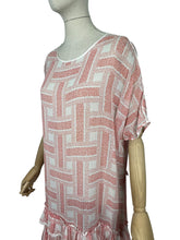 Load image into Gallery viewer, Original 1920's Volup Fine Cotton Lawn Two Tone Pink Floral Day Dress with Ruffles - Bust 46 *