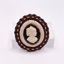 Load image into Gallery viewer, Original 1940's Brown and Cream Wartime Make Do and Mend Wire Brooch with Cameo Middle *