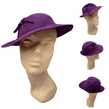 Load image into Gallery viewer, Original 1940's Purple Felt New York Creation Hat with Lace Detail
