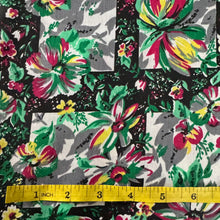 Load image into Gallery viewer, Original 1940's 1950's Cotton Dressmaking Fabric in Black, Green, Grey, Yellow and Red - 44" x 90"