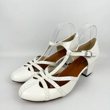 Load image into Gallery viewer, Re-Mix Starlet 1920's 1930's T-Strap Sandals in Ivory Leather - UK Size 9