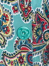 Load image into Gallery viewer, Original 1940's St Michael Cotton Smock Blouse in Turquoise, Red, Yellow and Blue - Bust 42 44 *