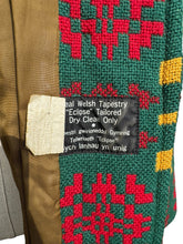 Load image into Gallery viewer, 1960's or 1970's Welsh Wool Tapestry Belted Coat in Green, Red and Yellow - Bust 34