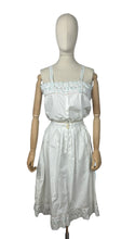 Load image into Gallery viewer, Antique Edwardian Combination Petticoat and Chemise Set in White Cotton with Pretty Silk Embroidery in Pink, Green and Blue