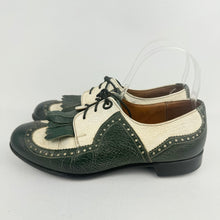 Load image into Gallery viewer, Fabulous Green and Cream Vintage Leather Golf Shoes - Size 4.5