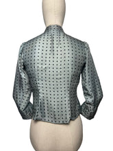 Load image into Gallery viewer, Original 1950’s Pure Silk Blouse in Grey with Black Polka Dots - As Is - Bust 32 33 *