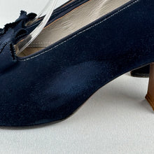 Load image into Gallery viewer, Original 1940's Blue Suede Shoes - Clarks Skyline with Bow Front - Uk 6 or 6.5
