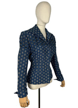 Load image into Gallery viewer, Original 1940's Grey, Black and Cobalt Blue Beaded Wool Jacket - Bust 38