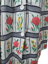 Load image into Gallery viewer, Wounded but Wearable Original Late 1940's or Early 1950's Floppy Cotton Floral Stripe Day Dress - Bust 36 *