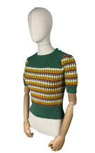 Load image into Gallery viewer, Reproduction 1940’s Hand Knitted Striped Jumper in Green, Rust, White, Mustard and Lime - Bust 32 34