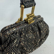 Load image into Gallery viewer, Original 1940's Black and Gold Floral Evening Bag *