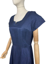 Load image into Gallery viewer, Original 1950's Midnight Blue Taffeta Seamed Cocktail Dress - Bust 36 37 *