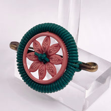 Load image into Gallery viewer, Original 1940's Pink and Green Wartime Make Do and Mend Wire Brooch with Flower Button Middle *