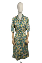 Load image into Gallery viewer, Original 1940's Volup Linen Day Dress in Yellow, Blue, Green and White - Bust 42 44 *