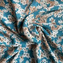 Load image into Gallery viewer, Original 1940's Fine Crepe Blue, Brown, Black and Tan Dressmaking Fabric - 34" x 96"