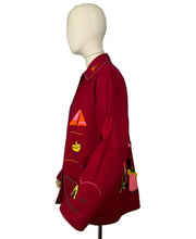 Load image into Gallery viewer, Original 1950's Embroidered Mexican Felt Tourist Jacket in Cherry Red - Bust 36 38 40