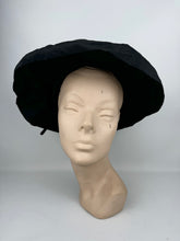 Load image into Gallery viewer, Original 1940's Black Straw and Grosgrain Hat with Bow Trim by BEST & CO, New York