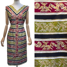 Load image into Gallery viewer, Original 1950's Cotton Wiggle Dress with Accent Bow Trim - Bust 38