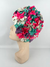 Load image into Gallery viewer, Original 1950's 1960's Kleinert Brand Bright Floral Swimming Cap in Blue, Purple, Pink and White