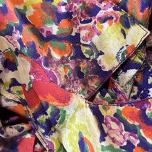 Load image into Gallery viewer, Original 1930's Volup Betty Barley Floral Silk Dress in Rust, Purple, Green and Cream - Bust 40
