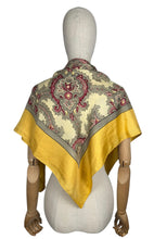 Load image into Gallery viewer, Original 1940's or 1950's Pure Silk Scarf in Mustard, Grey and Red - Great Headscarf