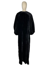 Load image into Gallery viewer, Original 1930’s Black Velvet Opera Coat by Peter Jones J Lewis with Incredible Pleated Shoulders and Balloon Sleeves - Bust 38 40 *