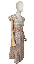 Load image into Gallery viewer, Original 1940’s Fine Cotton Floral Day Dress in Brown, Pink, Blue and White - Bust 36 *