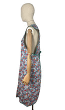 Load image into Gallery viewer, Deadstock Original 1940's CC41 Brightly Patterned Cotton Apron in Blue, Red, Orange, Green and White - Bust 34 36 *