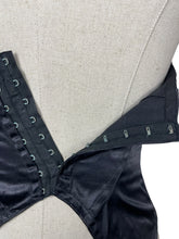 Load image into Gallery viewer, Original 1940's or 1950's Inky Black Satin and Lace Boned Corset with Garter Straps - Bust 32