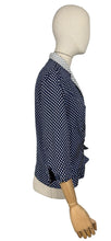 Load image into Gallery viewer, Original 1940's REMBRANDT Navy and White Square Dot Jacket with Contrast Collar - Bust 38 *