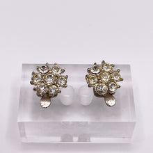 Load image into Gallery viewer, Original 1950's Clear Paste Clip-on Flower Earrings