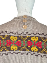 Load image into Gallery viewer, Reproduction 1950's Hand Knitted Fair Isle Long Sleeved Jumper in Pure Wool - Bust 36 38
