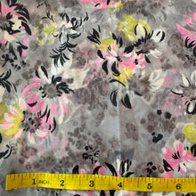 Load image into Gallery viewer, Original 1950's Nylon Floral Dressmaking Fabric in Grey, White, Pink, Black and Yellow - Pleated