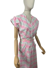Load image into Gallery viewer, Original 1950's Penney's of Brentwood White, Pink, Blue and Green Plaid Belted Cotton Day Dress - Bust 38