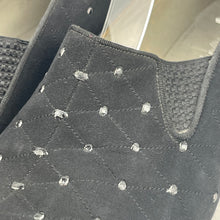 Load image into Gallery viewer, Original 1940's Black Suede Court Shoes with Pretty Stitch Detail - UK 5 5.5