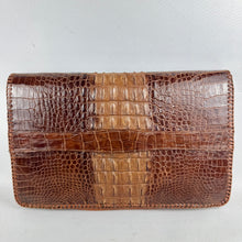 Load image into Gallery viewer, Original 1930’s Genuine Crocodile Skin Clutch Bag in Dark and Mid Brown