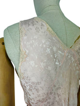 Load image into Gallery viewer, Original 1930's Bias Cut Jacquard Silk Nightdress with Lace Trim - Bust 34 36 *