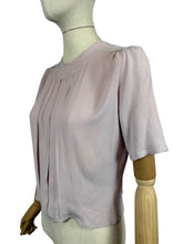Load image into Gallery viewer, Original 1940's Pale Lilac Crepe Button Back Blouse with Tucked Front - Bust 36