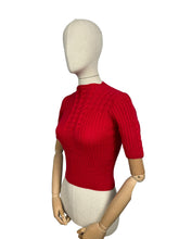 Load image into Gallery viewer, 1940's Reproduction Hand Knitted Cable Jumper in Christmas Red Pure Wool - Bust 32 33 34 35 36