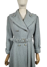 Load image into Gallery viewer, Original 1940's 1950's Evandore Double Breasted Belted Princess Coat in Grey Fleck Boucle Wool - Bust 36