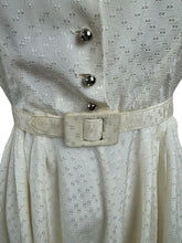 Load image into Gallery viewer, Original 1950's Ivory Mode O'Day Belted Day Dress with Button Bodice - Bust 34 *