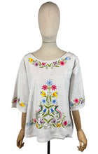Load image into Gallery viewer, Vintage 1960's 1970's Thick Cotton Artist's Smock with Vibrant Floral Embroidery - Bust 38 40