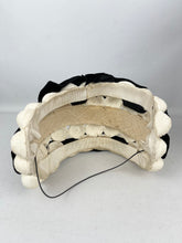 Load image into Gallery viewer, Original 1950's Black and White Straw Bobble Hat with Velvet Trim *