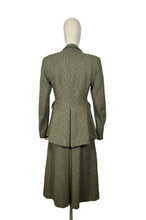 Load image into Gallery viewer, Original 1940’s Green, Brown and Cream Tweed Suit with Green Button Fastener - Bust 38