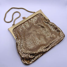Load image into Gallery viewer, Vintage Gold Metal Mesh Bag with Snake Chain Handle and Fully Lined - Great Evening Bag *