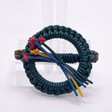 Load image into Gallery viewer, Original 1940's Green, Blue, Red and Yellow Wartime Make Do and Mend Wire Brooch with Flower Cluster