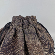 Load image into Gallery viewer, Original 1930's Black and Gold Lame Drawstring Bag - Pretty Evening Bag